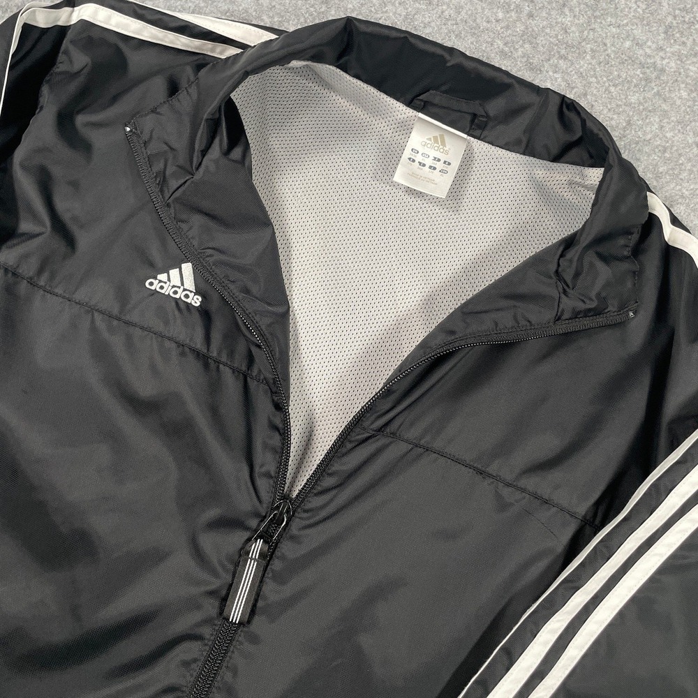 Adidas Mens Jacket XL Black Athletic Fit Layering Full Zip Track